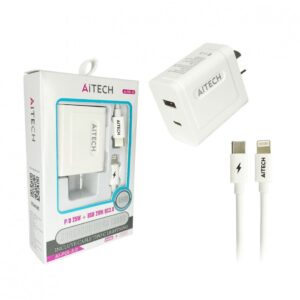 Cargador De Pared Aitech Ai-pdi3.0 45w Tipo C A IOS Pd+qc3.0 Doble Carga