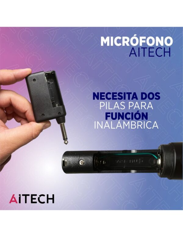 Micrófono Aitech Inalámbrico Free Karaoke Con Adaptador - Imagen 4