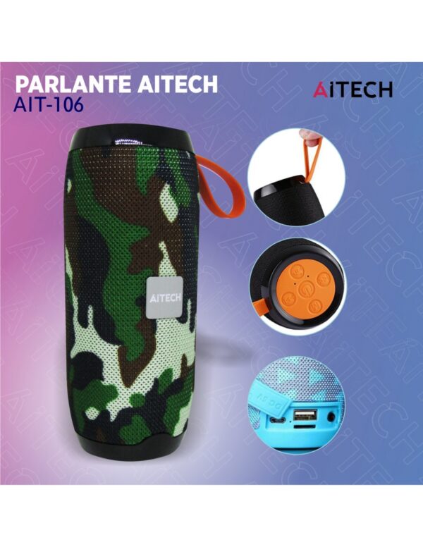 Parlante Aitech Ait-106 2X5W Strength Go Series Portable Naranja y Azul - Imagen 6