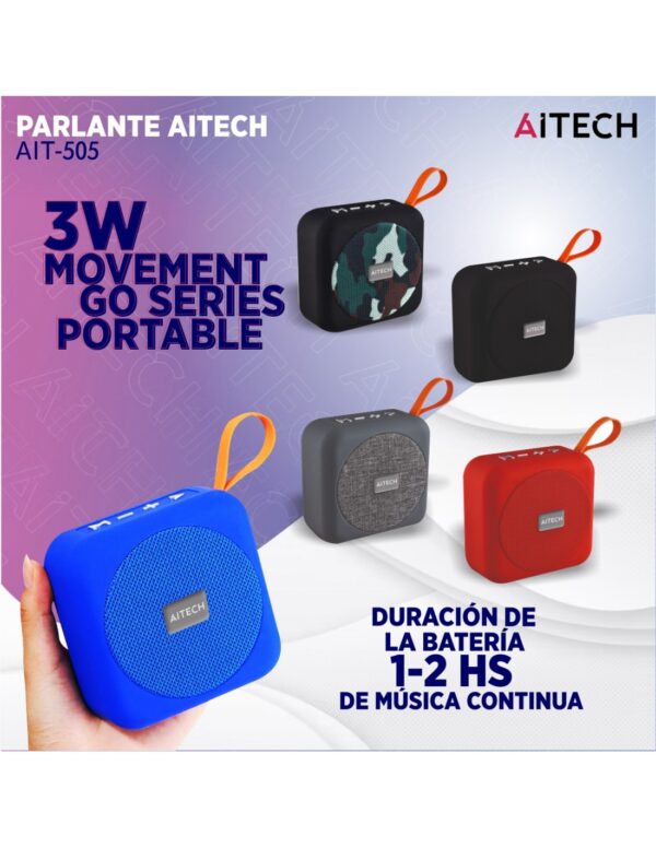 Parlante Aitech Ait-505 Movement Go Series Portable 3W Rojo y Azul - Imagen 9