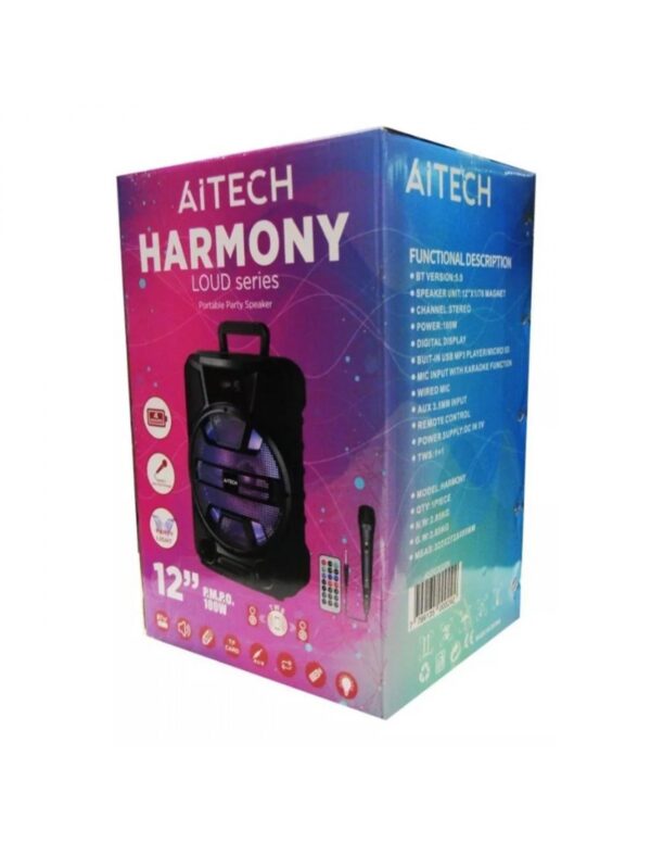 Parlante Aitech Harmony 12" Bluetooth Con Micrófono - Imagen 2