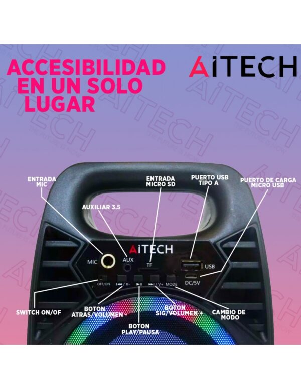 Parlante Aitech Noise 6.5" Bluetooth Con Micrófono - Imagen 6