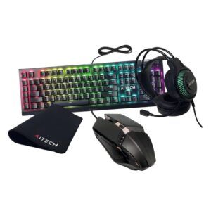 Combo Gamer Aitech 4 en 1 Teclado, Auricular, Mouse y Mouse Pad