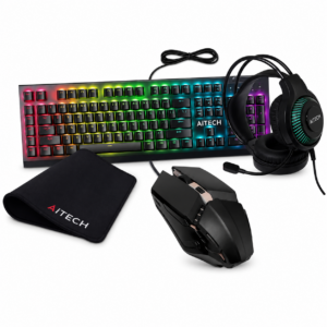 Combo Gamer Aitech 4 en 1 Teclado, Auricular, Mouse y Mouse Pad